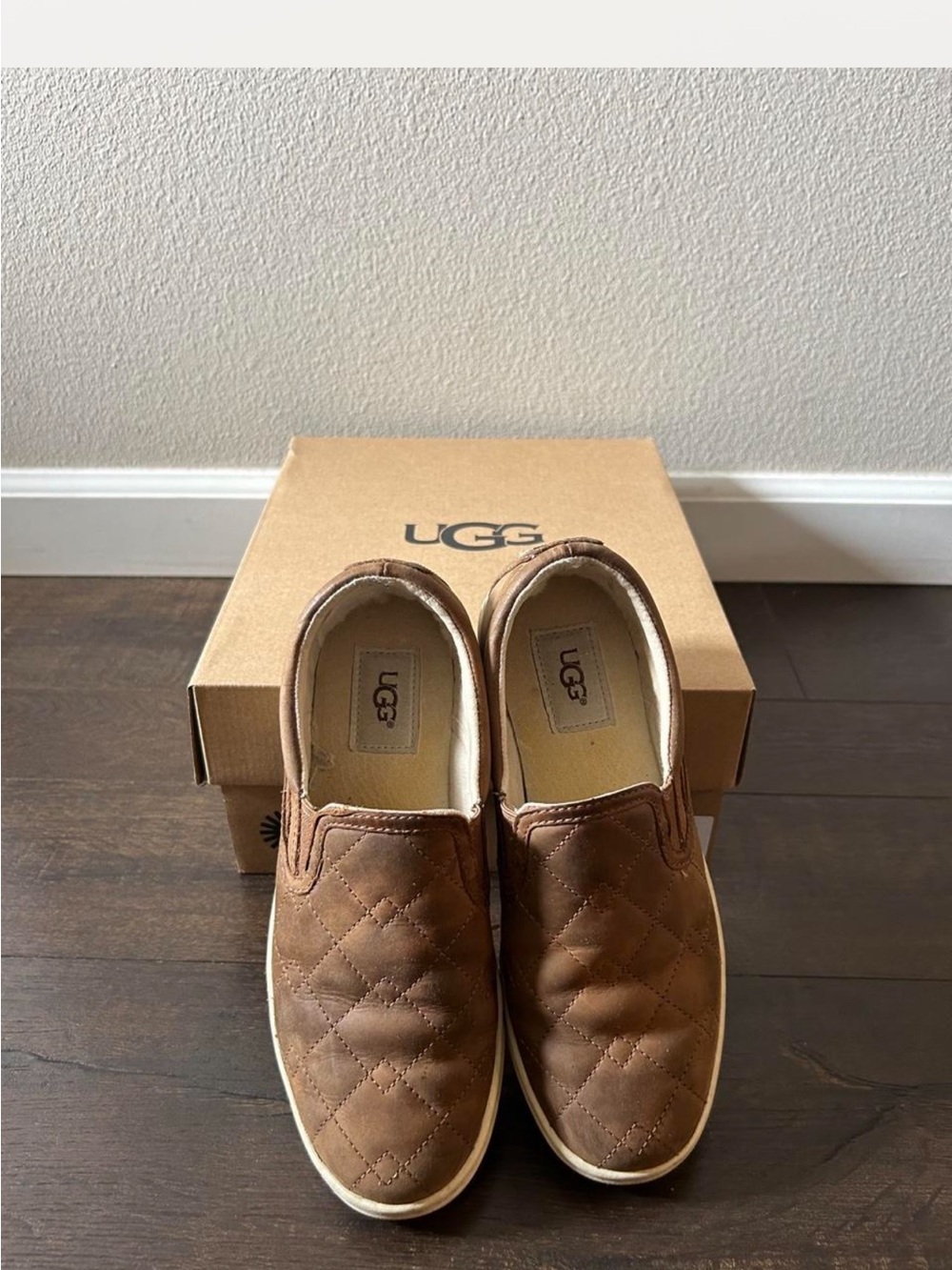 UGG womens Quilted Tan Slip-On Loafers